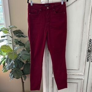 Judy Blue Garment Dyed High-Rise Skinny Leg 9/29 Red Stretch Tummy Control